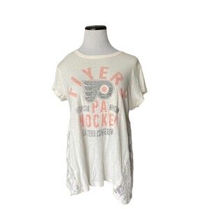 Philadelphia Flyers Touch by Alyssa Milano Womens Tailgate Lace T-Shirt Size L